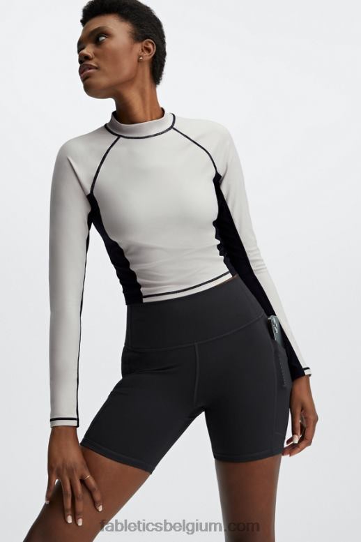 as/zwart vrouwen Giana top met opstaande kraag en lange mouwen Fabletics LH20J2679