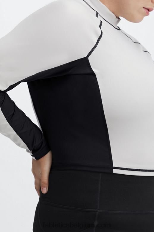 as/zwart vrouwen Giana top met opstaande kraag en lange mouwen Fabletics LH20J2680