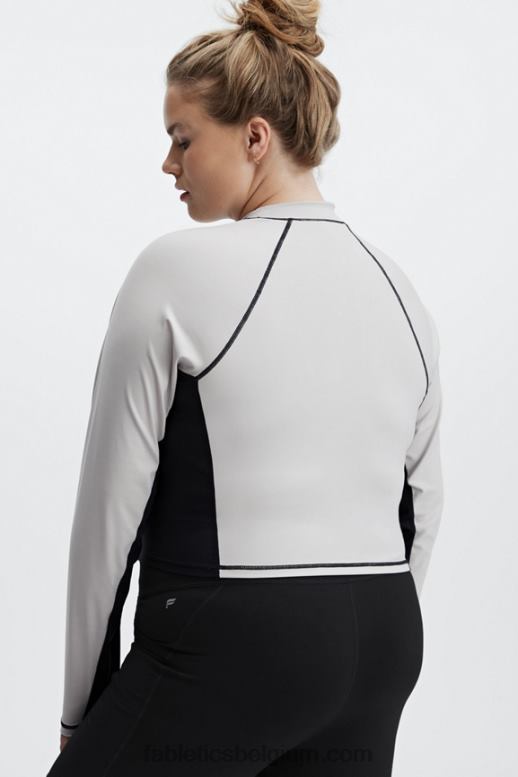 as/zwart vrouwen Giana top met opstaande kraag en lange mouwen Fabletics LH20J2680
