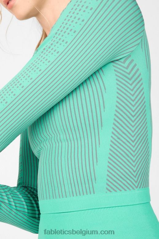 bermuda zee/regenwolk vrouwen whitney naadloze cropped top met lange mouwen Fabletics LH20J2705