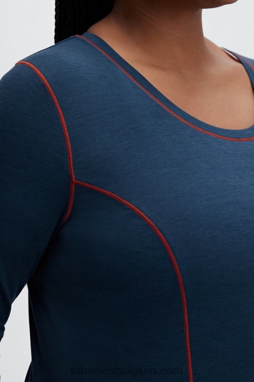 blauwe nova heide vrouwen wollen basislaag top met lange mouwen Fabletics LH20J2632