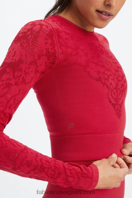 dieprood vrouwen flora naadloze top met lange mouwen Fabletics LH20J2622