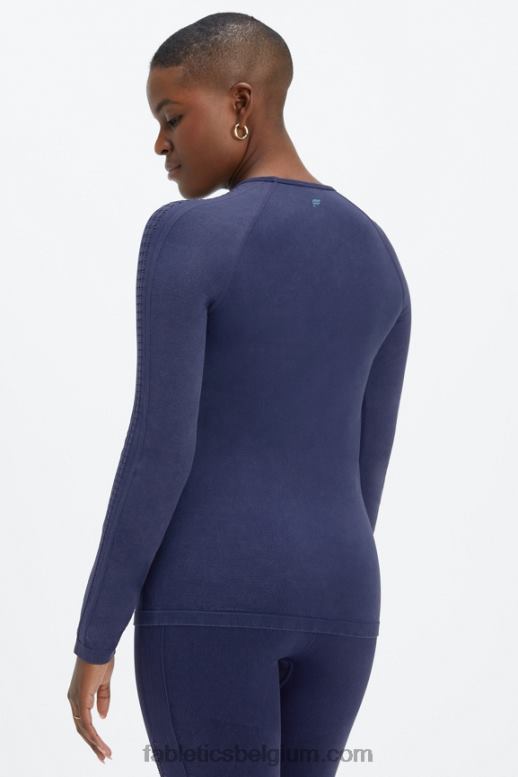 gewassen diepe marine vrouwen sync naadloze top met lange mouwen Fabletics LH20J2595