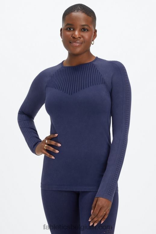 gewassen diepe marine vrouwen sync naadloze top met lange mouwen Fabletics LH20J2595