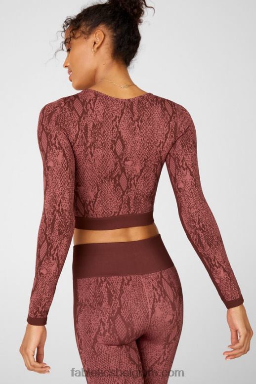 kersen mokka reptilia/canyon vrouwen kamila naadloze top met lange mouwen Fabletics LH20J2682