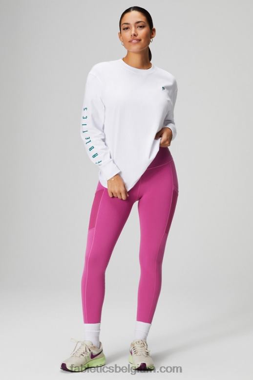 klassieke wit/ombre sport vrouwen vriendje T-shirt met lange mouwen Fabletics LH20J2604