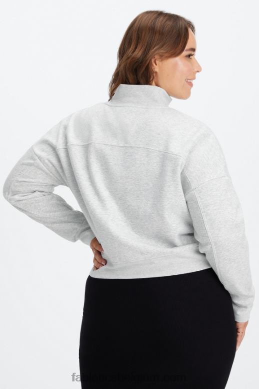 lichtgrijze heide vrouwen catarina pullover met opstaande kraag en rits Fabletics LH20J2643