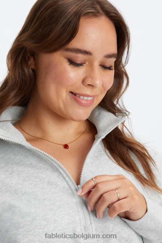 lichtgrijze heide vrouwen catarina pullover met opstaande kraag en rits Fabletics LH20J2643