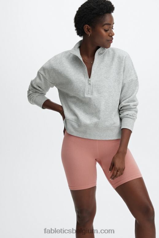 lichtgrijze heide vrouwen catarina pullover met opstaande kraag en rits Fabletics LH20J2643