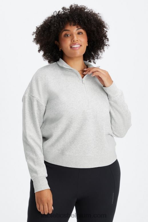 lichtgrijze heide vrouwen catarina pullover met opstaande kraag en rits Fabletics LH20J2644