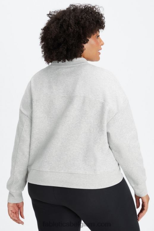 lichtgrijze heide vrouwen catarina pullover met opstaande kraag en rits Fabletics LH20J2644