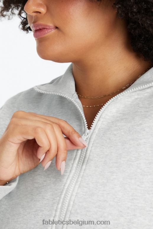 lichtgrijze heide vrouwen catarina pullover met opstaande kraag en rits Fabletics LH20J2644