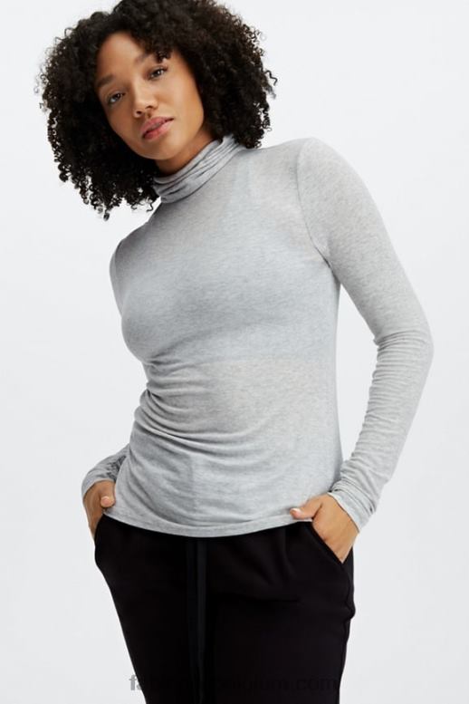 lichtgrijze heide vrouwen jess T-shirt met lange mouwen Fabletics LH20J2732