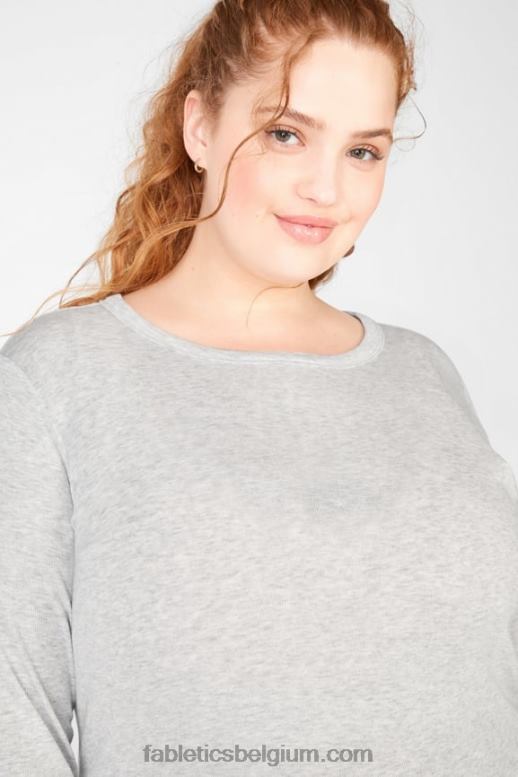 lichtgrijze heide vrouwen jess T-shirt met lange mouwen Fabletics LH20J2733