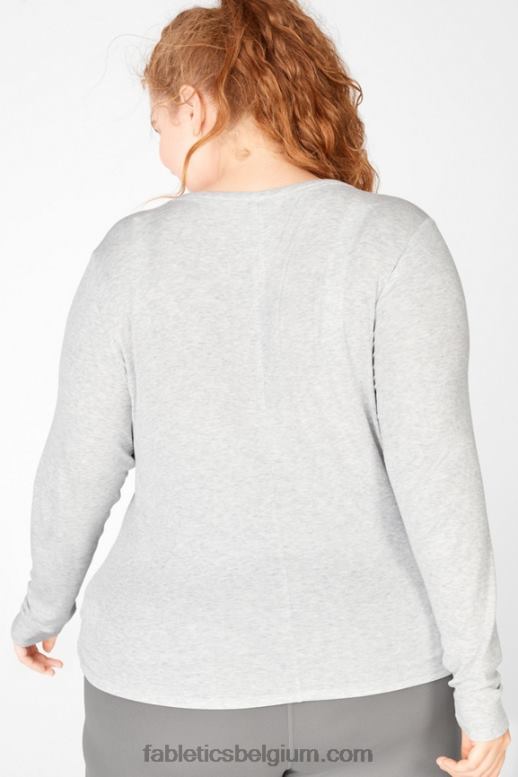 lichtgrijze heide vrouwen jess T-shirt met lange mouwen Fabletics LH20J2733