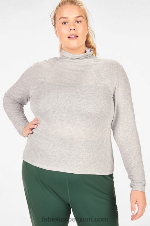 lichtgrijze heide vrouwen jess coltrui met lange mouwen Fabletics LH20J2676