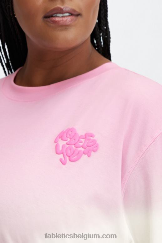 lieverd roze/wit vrouwen vriendje T-shirt met lange mouwen Fabletics LH20J2607