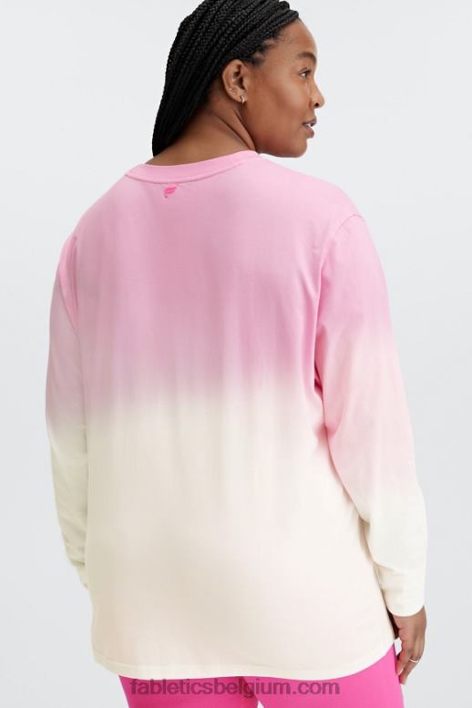 lieverd roze/wit vrouwen vriendje T-shirt met lange mouwen Fabletics LH20J2607