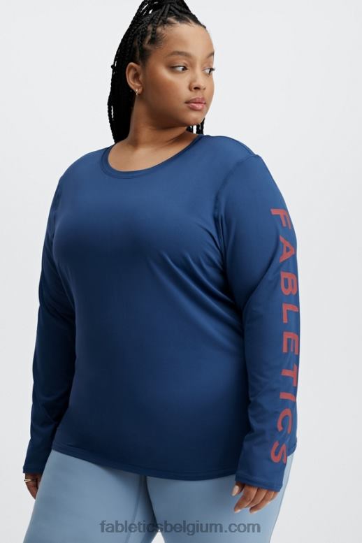 marine pioen/rio rood vrouwen phoenix lite top met lange mouwen Fabletics LH20J2630