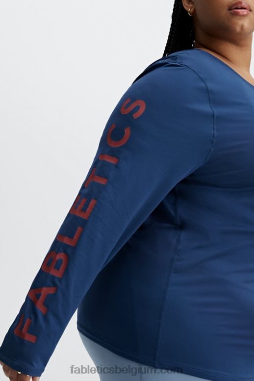 marine pioen/rio rood vrouwen phoenix lite top met lange mouwen Fabletics LH20J2630
