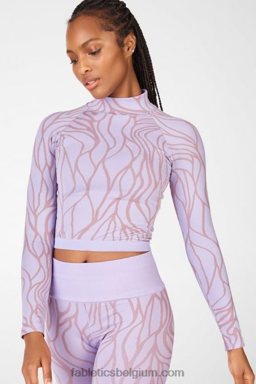 mat lila/roze wolk vrouwen courtney naadloze top met lange mouwen Fabletics LH20J2702