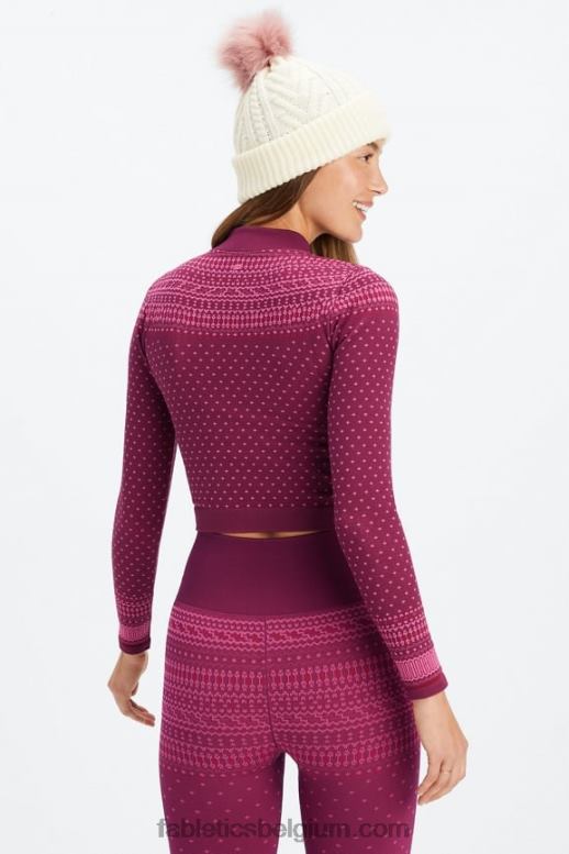 merlot/multi vrouwen holly naadloze top met lange mouwen Fabletics LH20J2623