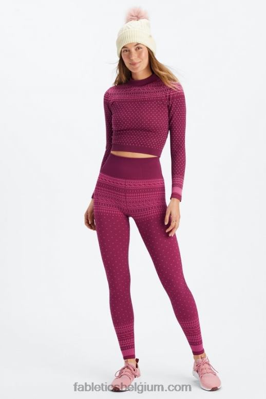 merlot/multi vrouwen holly naadloze top met lange mouwen Fabletics LH20J2623