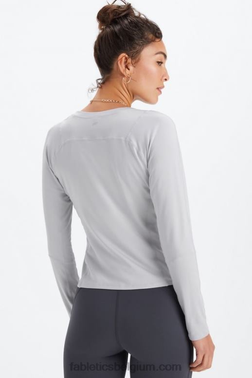mineraalgrijs/zwart knock-out vrouwen phoenix lite top met v-hals en lange mouwen Fabletics LH20J2591