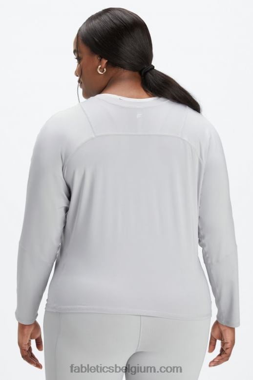 mineraalgrijs/zwart knock-out vrouwen phoenix lite top met v-hals en lange mouwen Fabletics LH20J2592