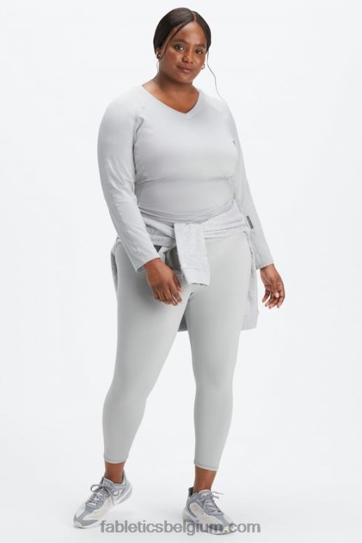 mineraalgrijs/zwart knock-out vrouwen phoenix lite top met v-hals en lange mouwen Fabletics LH20J2592