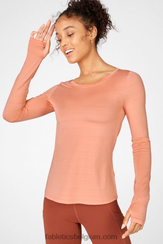 perzikachtig vrouwen milieubewust T-shirt met lange mouwen Fabletics LH20J2717