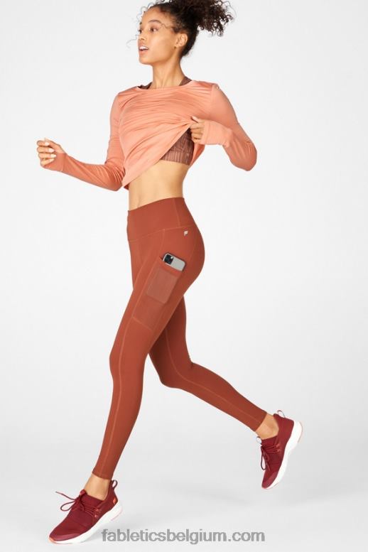 perzikachtig vrouwen milieubewust T-shirt met lange mouwen Fabletics LH20J2717
