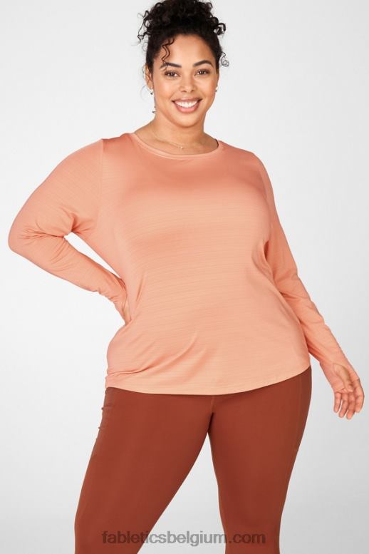 perzikachtig vrouwen milieubewust T-shirt met lange mouwen Fabletics LH20J2718