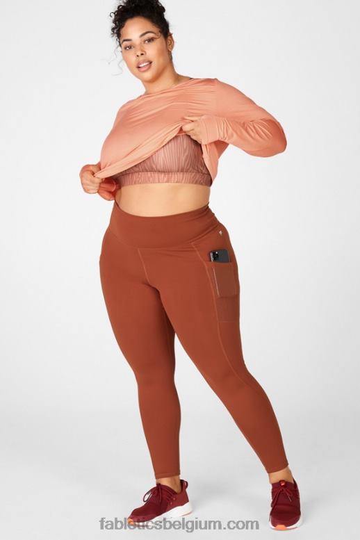 perzikachtig vrouwen milieubewust T-shirt met lange mouwen Fabletics LH20J2718