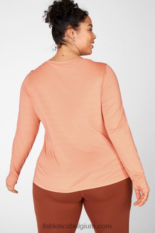 perzikachtig vrouwen milieubewust T-shirt met lange mouwen Fabletics LH20J2718