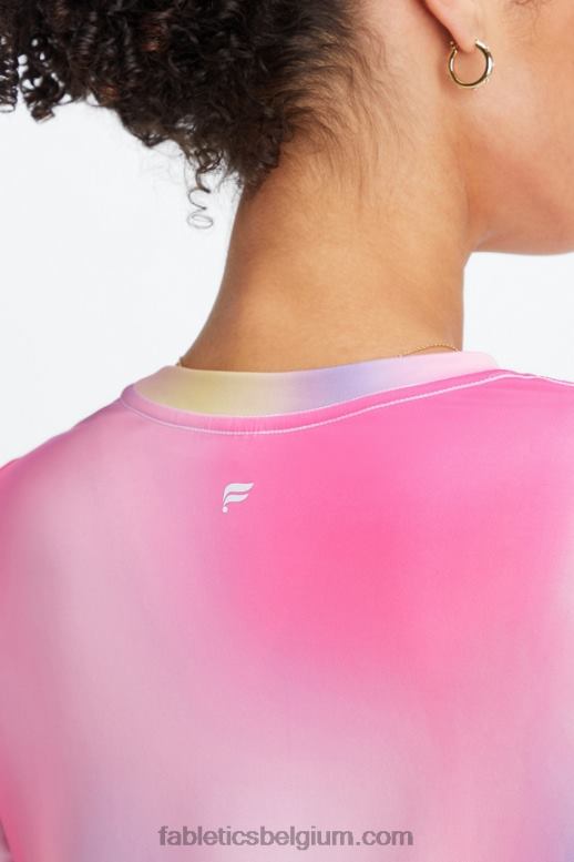 pluche roze ombre vrouwen dry-flex T-shirt met lange mouwen Fabletics LH20J2602