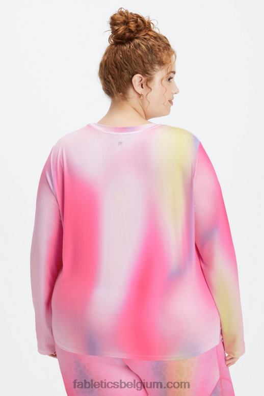 pluche roze ombre vrouwen dry-flex T-shirt met lange mouwen Fabletics LH20J2603