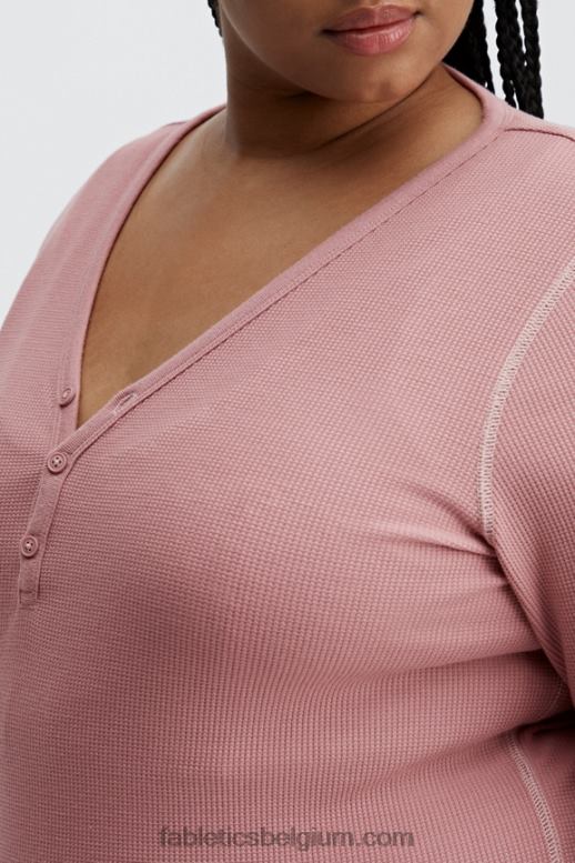 terra roze vrouwen wafel henley met lange mouwen Fabletics LH20J2651