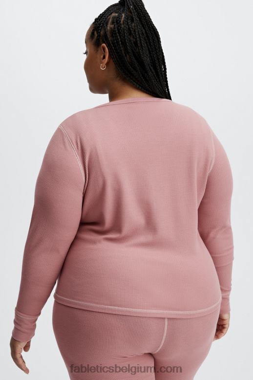 terra roze vrouwen wafel henley met lange mouwen Fabletics LH20J2651