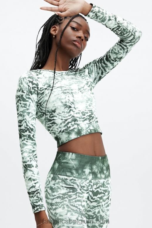 tijger tie-dye vrouwen mari naadloze top met lange mouwen Fabletics LH20J2688
