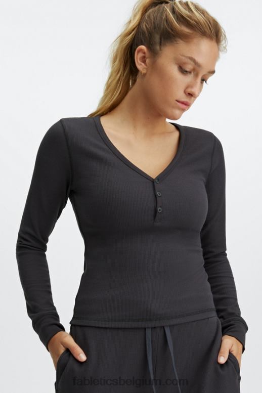 tin vrouwen wafel henley met lange mouwen Fabletics LH20J2649