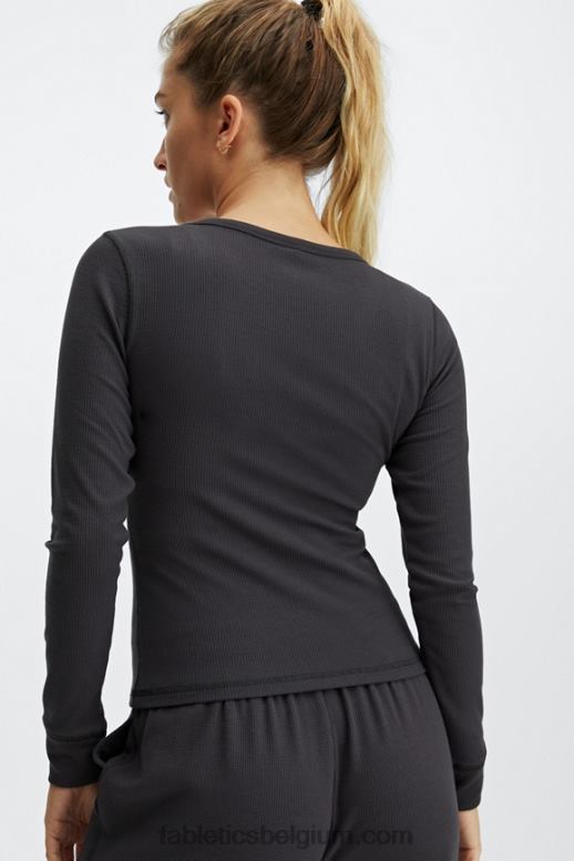 tin vrouwen wafel henley met lange mouwen Fabletics LH20J2649