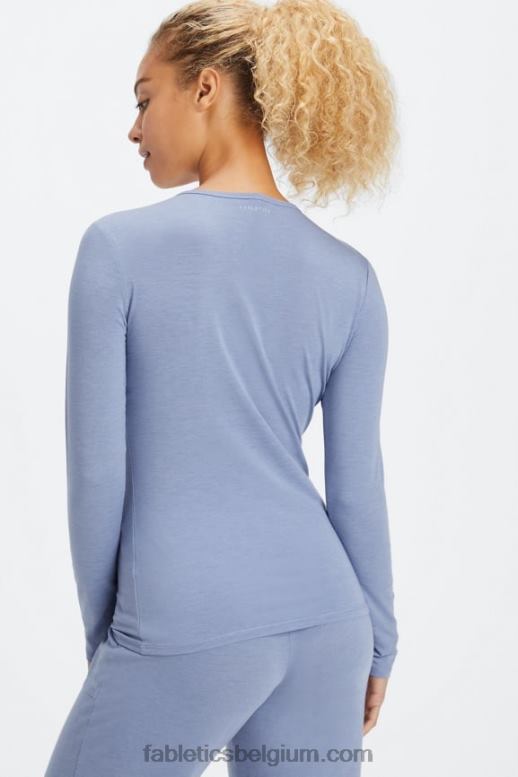 vervaagde denim vrouwen restoreknit T-shirt met lange mouwen Fabletics LH20J2639