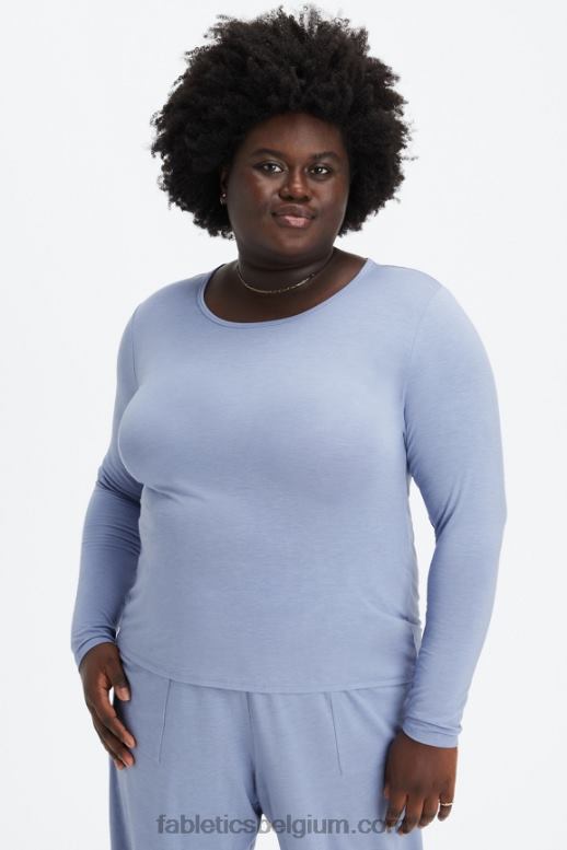 vervaagde denim vrouwen restoreknit T-shirt met lange mouwen Fabletics LH20J2640
