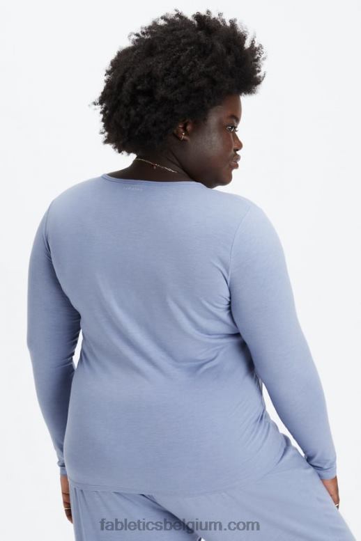 vervaagde denim vrouwen restoreknit T-shirt met lange mouwen Fabletics LH20J2640