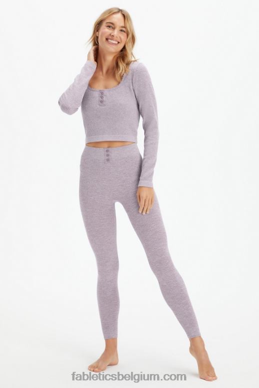 vervaagde pruimenheide vrouwen kabelgebreide top met lange mouwen Fabletics LH20J2609
