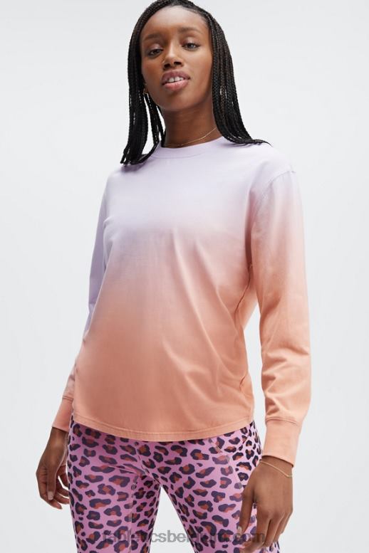wazige iris/roze tint dip dye vrouwen vriendje T-shirt met lange mouwen Fabletics LH20J2605