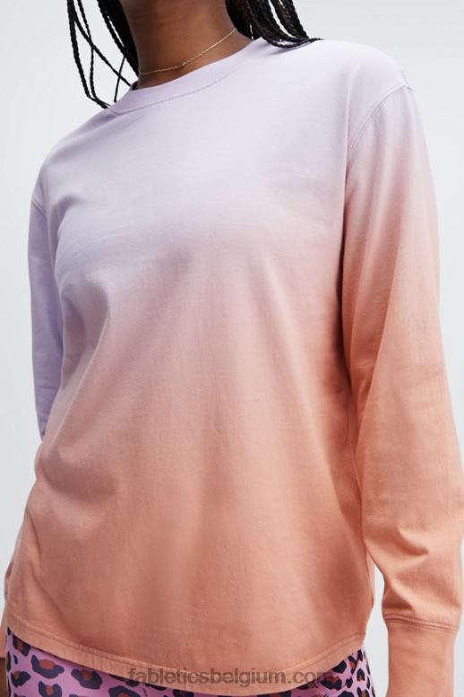 wazige iris/roze tint dip dye vrouwen vriendje T-shirt met lange mouwen Fabletics LH20J2605