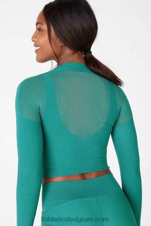 zacht grenen/sereniteit vrouwen peyton sculptgebreide top met lange mouwen Fabletics LH20J2706