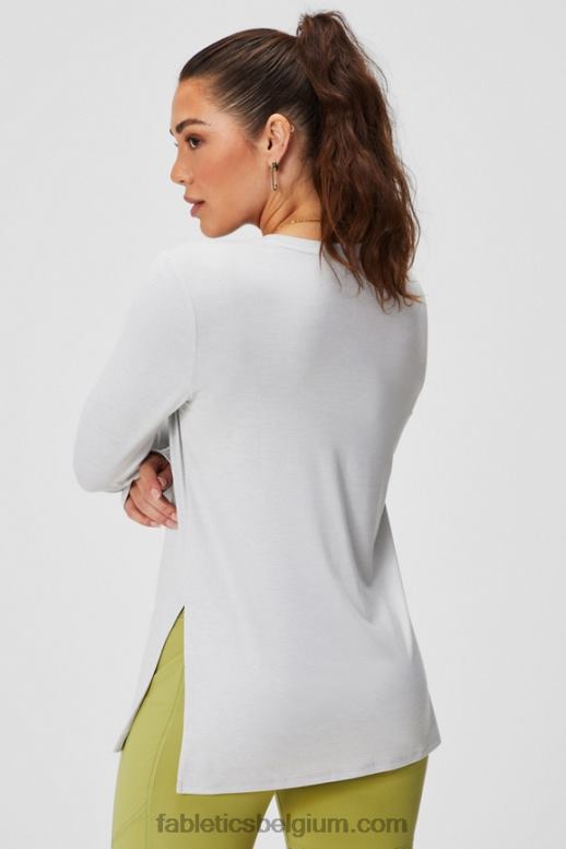 zachte grijze heide vrouwen dry-flex tuniek met lange mouwen Fabletics LH20J2587